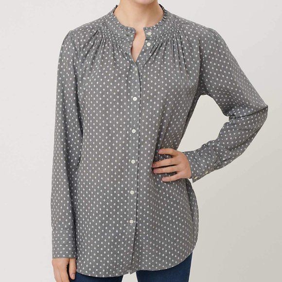LOFT Tops - LOFT | Dotted Ruffle Collar Shirt